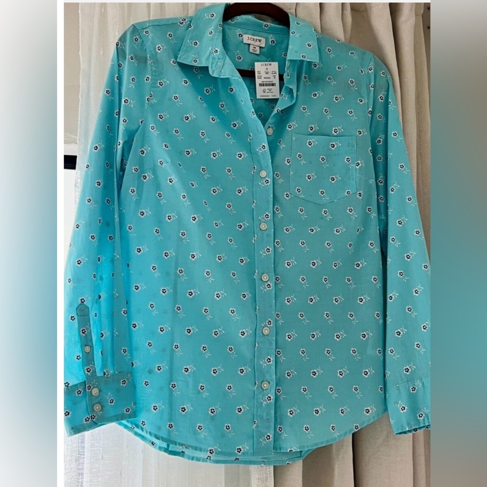 J.Crew Light Blue Patterned Shirt Medium. New - Picture 2 of 4